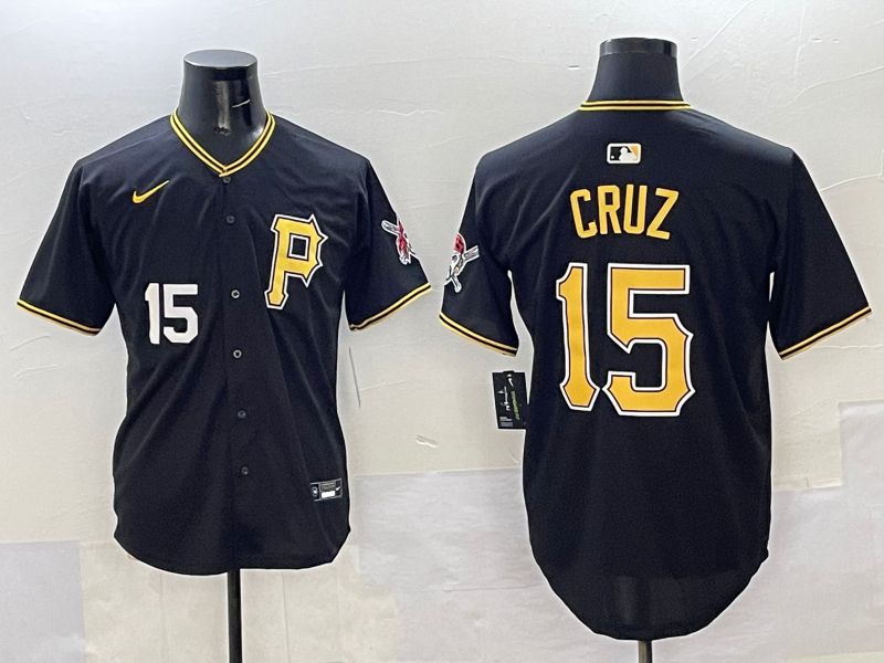 Men Pittsburgh Pirates #15 Cruz Black Game 2025 Nike MLB Jersey style 2